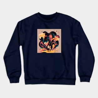 Abstract illustration of happy couple hugging and looking at each other Crewneck Sweatshirt